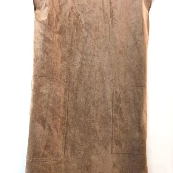 Aritzia Wilfred Free Faux Suede Brown Shift Nori Dress - Picture 3 of 7